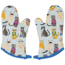 Load image into Gallery viewer, Feline Fine Oven Mitts Set of 2