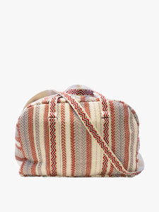 Striped Cotton Weekender/Duffle Bag: Rust