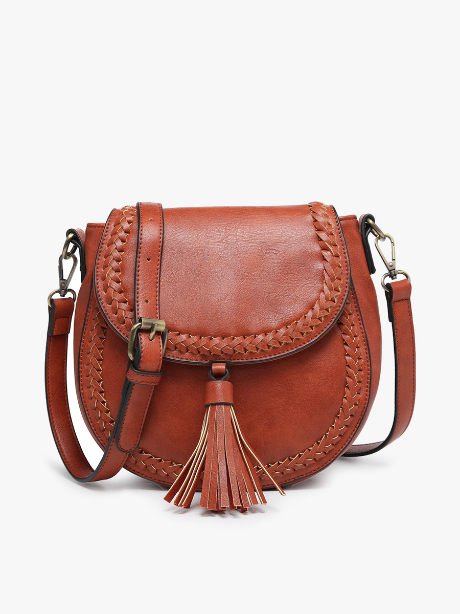 Saddle Bag w/ Braided Detail Flapover: Rust