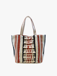 Striped Cotton Tote w/ Tassels