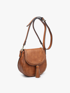 Saddle Bag w/ Braided Detail Flapover: Rust