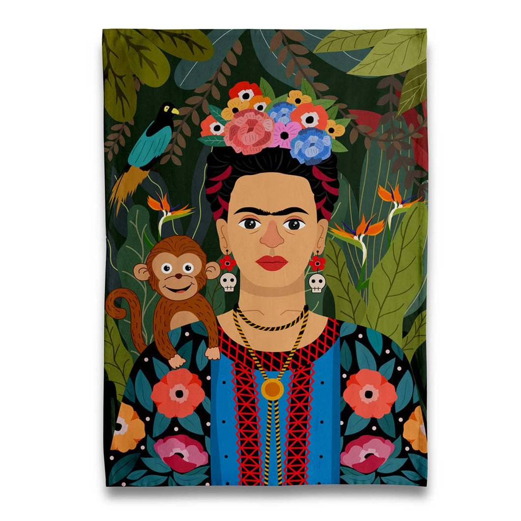 Frida Kahlo & Monkey Pet Tea Towel