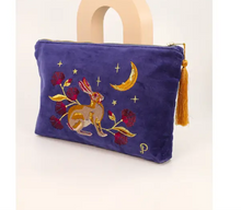Load image into Gallery viewer, Hare At Midnight Velvet Zip Pouch
